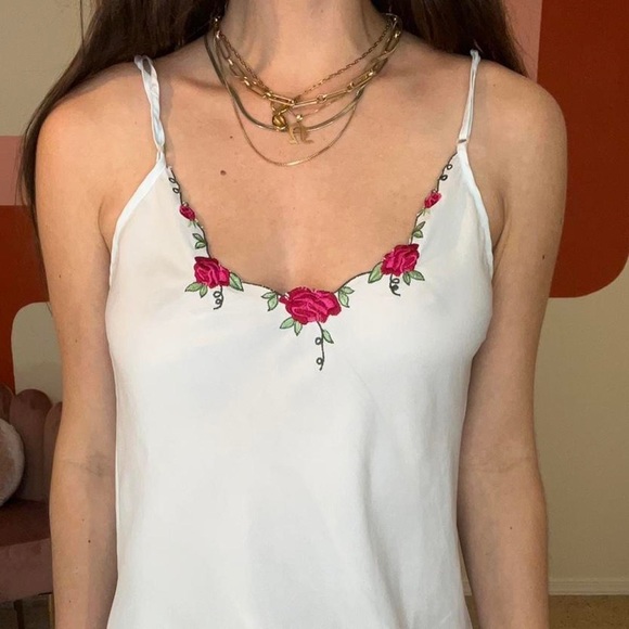 Rose embroidered vintage mini slip dress 🥀 - Picture 2 of 2